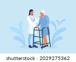 nurse helps elderly patient... | Shutterstock .eps vector #2029275362