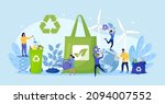 people using eco bag  sorting... | Shutterstock .eps vector #2094007552