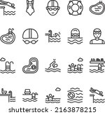 Swimming Pool Icons Vector...