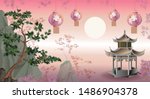 the scenery in chinese style ... | Shutterstock .eps vector #1486904378