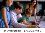 cute children use laptop for... | Shutterstock . vector #1710287452