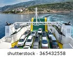 Car Ferry Boat With Rows Of...