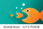 Big fish eat small fish. Feeding cycle. Business concept. Vector illustration flat design. 