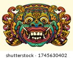 barong bali mask. vector art | Shutterstock .eps vector #1745630402