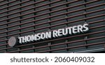 Small photo of 10.07.2021 Gdansk, Poland. Thomson Reuters on the office building. Thomson Reuters on the facade of one of their corporate office buildings located in Polish Gdansk headquarters