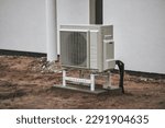 Ground Source Heat Pump Unit. Heat pump on the ground. Heat pump - the efficient source of heat. Sustainable future heating.
