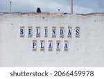 Small photo of 4th October 2019, Sitio de Calahonda, Mijas, Costa Del Sol, Spain. Belindas Playa (or Belinda's Beach) sign in Calahonda beside entrance to the beach.