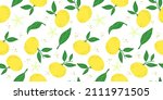 yellow citrus fruits seamless... | Shutterstock .eps vector #2111971505