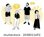 thinking people with gestures... | Shutterstock .eps vector #2038011692