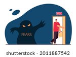 man leaving room full of fears. ... | Shutterstock .eps vector #2011887542
