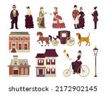 elements of victorian city... | Shutterstock .eps vector #2172902145