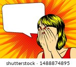 vector pop art surprised woman... | Shutterstock .eps vector #1488874895