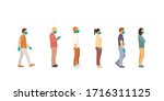 people stand queue and one... | Shutterstock .eps vector #1716311125