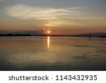 Small photo of Sun setting over a river with strong undercurrents, Oban in Scotland.