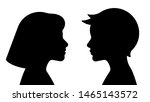 silhouette of a boy and a girl. ... | Shutterstock .eps vector #1465143572