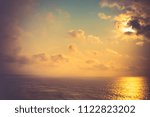 Golden Sunset Over The Sea. The ...