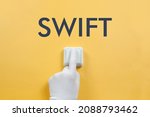 switch on the yellow wall, the concept of disconnecting from the swift banking system