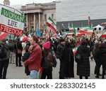 Small photo of London, United Kingdom, Dated 01 April, 2023 : Protestors demonstrate against draconian Iranian laws for women