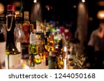 Bottles of spirits and liquor at the bar