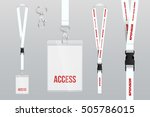 set of lanyard and badge. metal ... | Shutterstock .eps vector #505786015