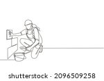 single one line drawing repair... | Shutterstock .eps vector #2096509258