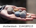 A Woman's Hand Holding Stones.