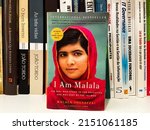 Small photo of Esposende, Portugal, April 29, 2022: The "I Am Malala: The Story of the Girl Who Stood Up for Education and was Shot by the Taliban" book, an autobiographical book by Malala Yousafzai.