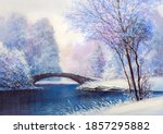 Winter Landscape With A River...