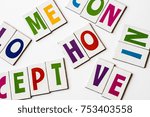 Small photo of syllables made of colorful letters on white background