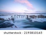 Goðafoss Waterfall in Winter, Iceland, Europe