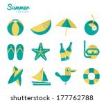 summer icons set 2. flat design.... | Shutterstock .eps vector #177762788