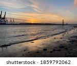 Sunset and orange skies on the Elbe image - Free stock photo - Public ...