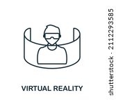 virtual reality icon. line... | Shutterstock .eps vector #2112293585