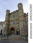 Small photo of Battle, East Sussex, United Kingdom - January 28th 2024: The medieval gatehouse of Battle Abbey, dating from 1338. The Abbey was founded by William the Conqueror on the site of the Battle of Hastings