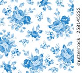 Floral Pattern With Blue Rose