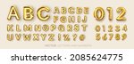 set of gold isolated alphabet... | Shutterstock .eps vector #2085624775