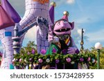 Small photo of Orlando, Florida. November 22, 2019. Count Von Count in Sesame Steet Party Parade at Seaworld 2