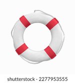 White life buoy with red...