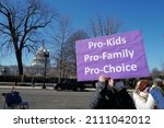 Small photo of Washington, DC – January 22, 2022: Pro-choice activists demonstrate near the U.S. Capitol on the 49th anniversary of the Roe v Wade decision which guaranteed a woman's right to have an abortion.