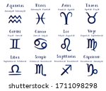 set of 12 cute vector zodiacal... | Shutterstock .eps vector #1711098298