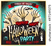halloween zombie party poster.... | Shutterstock .eps vector #497149375
