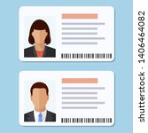 woman and man plastic id cards  ... | Shutterstock .eps vector #1406464082
