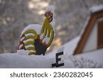 Small photo of Weathercock with snow in winter