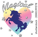 Magical Unicorn Heart And Stars 