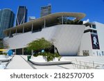 Small photo of MIAMI, FL -18 MAY 2022- View of the Phillip and Patricia Frost Museum of Science building located on Knight Plaza in downtown Miami, Florida, United States.