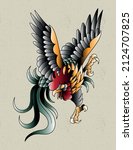 rooster tattoo zodiac sign... | Shutterstock .eps vector #2124707825