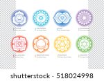 chakras set    ayurveda ... | Shutterstock .eps vector #518024998