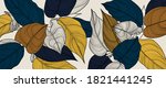 luxury gold floral line art... | Shutterstock .eps vector #1821441245