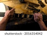 Luthier's workshop where luthier use many tools to works for create a new guitar