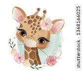 Cute Flowery Giraffe